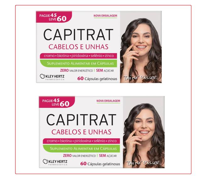 Imagem de Kit 2 Capitrat Cabelos E Unhas Com 60Caps - Kley Hertz