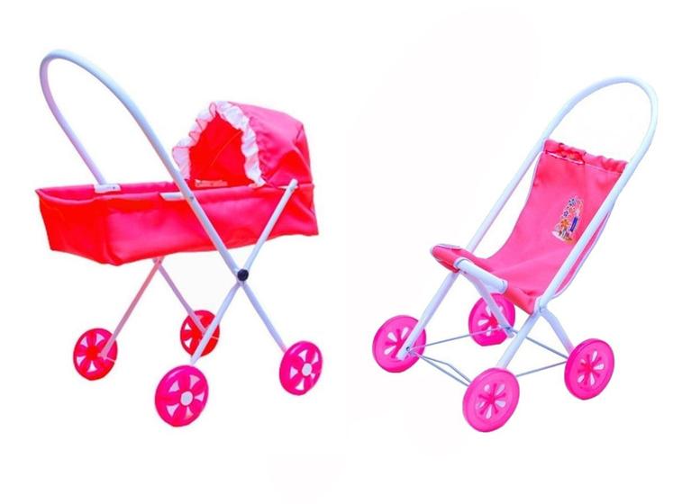 Kit 2 Carrinhos De Boneca Baby e Bebê Reborn Dobrável Resistente Rosa ...