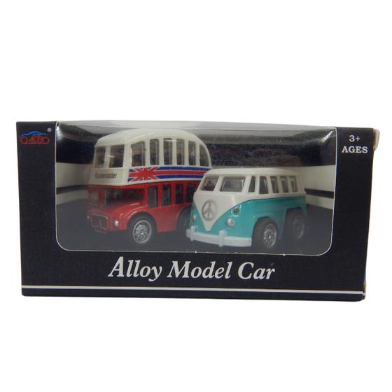 Imagem de Kit 2 Carros em Metal Onibus e Kombi Shiny Toys 001362