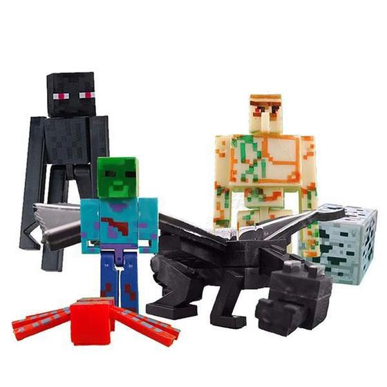 Imagem de Kit 2 Cartela Minecraft Dragão 10 Bonecos + 2 Bloco Zombie