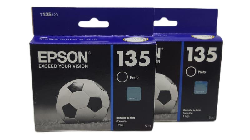 Imagem de Kit 2 cartucho tinta preto 135 epson t25 tx123 tx133 tx135