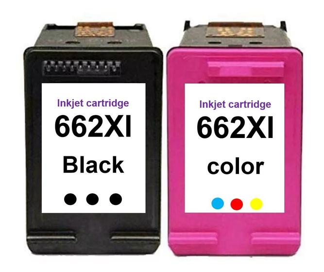Kit 2 cartuchos compatível 662 xl black e color de 15 ml Menor preço em Kit 2 cartuchos compatível 662 xl black e color de 15 ml