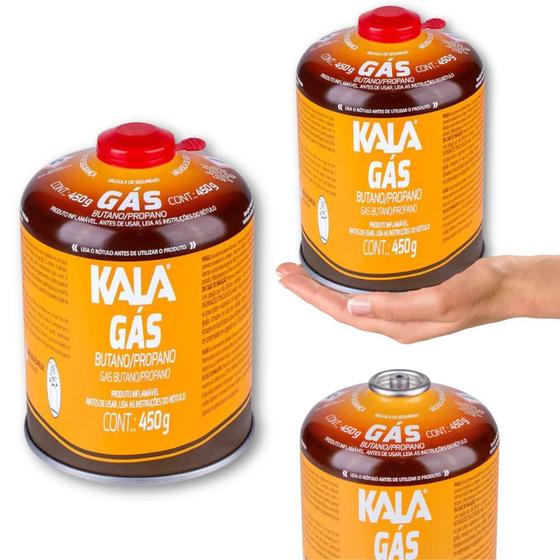 Imagem de Kit 2 Cartuchos de Gas 450g com Valvula de Seguranca Kala