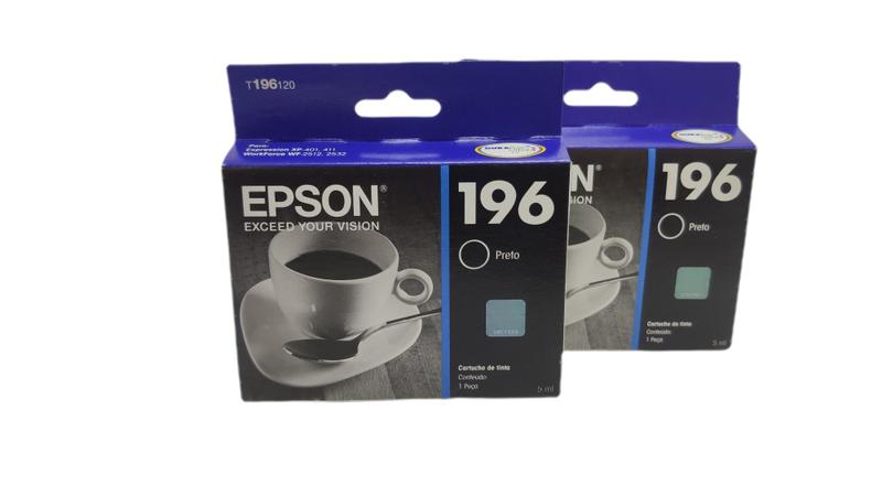 Imagem de Kit 2 cartuchos epson preto 196 xp-401 xp-411 wf-2512 wf-2532