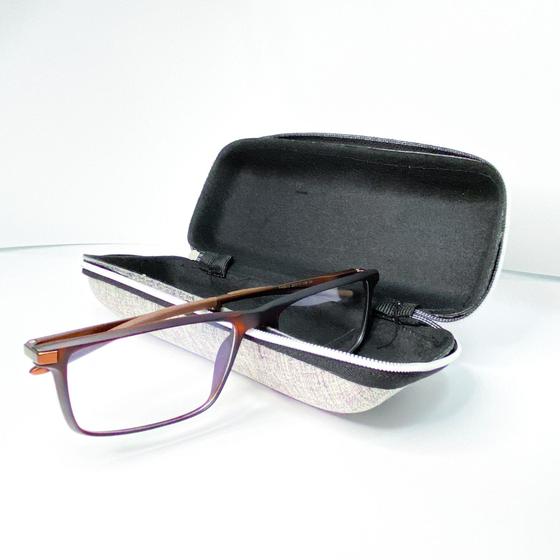 Imagem de Kit 2 case estojo para óculos receituário com zíper tecido