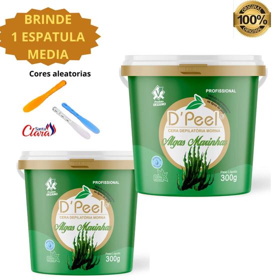 Imagem de Kit 2 Cera Depilação Profissional Dpeel Pote 300 Gramas + 1 Espátula Acrílica Media