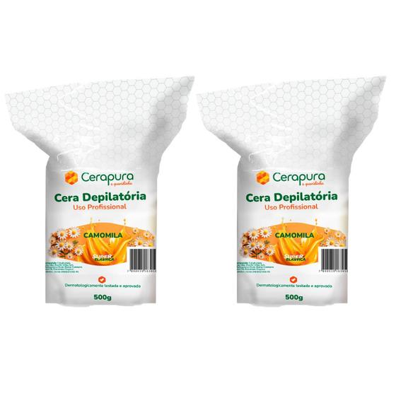 Imagem de Kit 2 Cera depilatoria camomila elastica - 500g (cerapura)