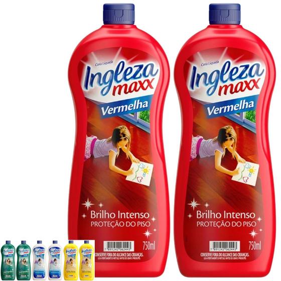 Imagem de Kit 2 cera liquida ingleza maxx tradicional cerâmica ardósia madeira taco 750ml cada