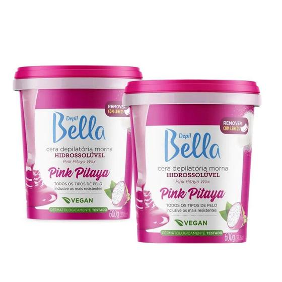 Imagem de Kit 2 Ceras Depilatória Morna Pink Pitaya Depill Bella 600g