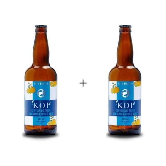 Imagem de Kit 2 cerveja de trigo com limão yuzu e sake koi life witbier azul 500ml