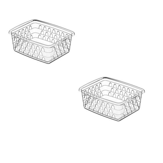Imagem de Kit 2 Cesto Caixa Organizadora Multiuso Pequeno Transparente 1117 Uninjet