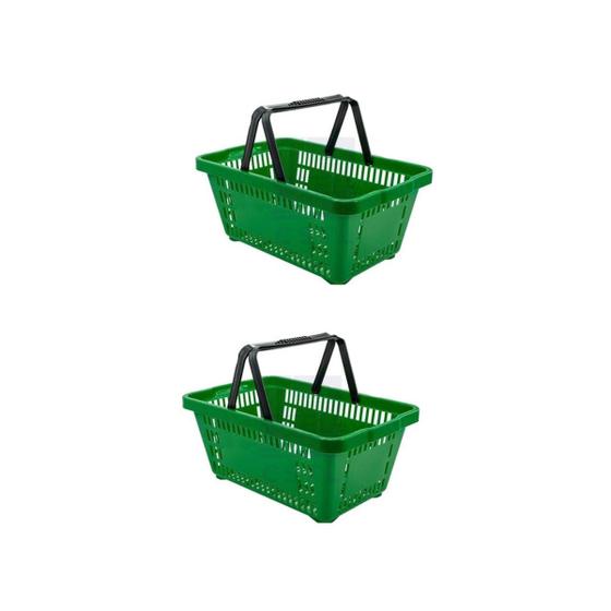 Imagem de Kit 2 Cesto de Super Mercado Multiuso 14 L Verde