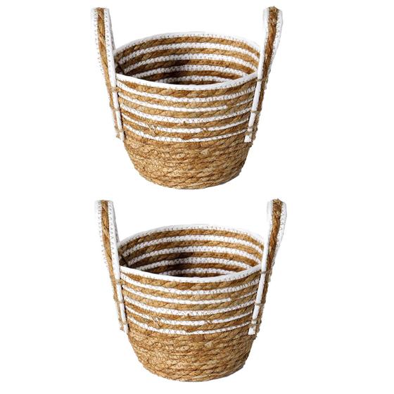 Imagem de Kit 2 Cesto Multiuso de Fibra Natural Com Alça 19x15CM