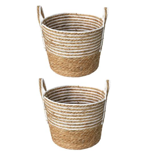 Imagem de Kit 2 Cesto Multiuso de Fibra Natural Com Alça 26x20CM