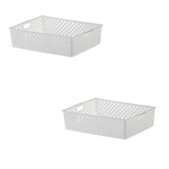 Imagem de Kit 2 Cesto Organizador Multiuso Quadratta 34x27x9 Cm Branco