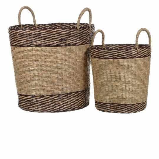 Imagem de Kit 2 Cestos Decorativos Seagrass Terracota 50x39x39 - Fibra Natural