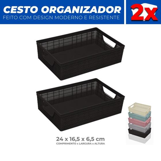 Imagem de Kit 2 Cestos Organizador Multiuso Armário Lavanderia 24x16