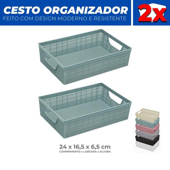 Imagem de Kit 2 Cestos Organizador Multiuso Armário Lavanderia 24x16