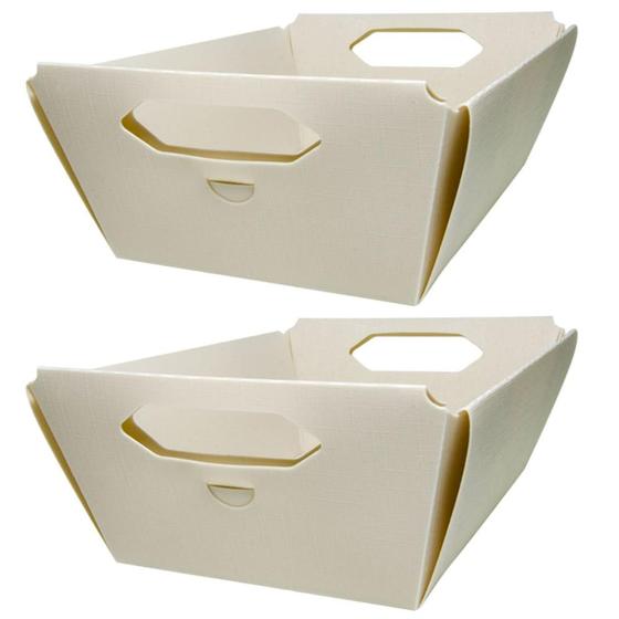 Imagem de Kit 2 Cestos Organizadores com Alça 2,1l Porta Objetos Pequenos Dello Cinza