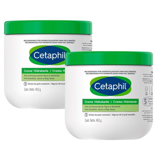 Imagem de Kit 2 Cetaphil Creme Hidratante Galderma Pele Extremamente Seca e Sensível 453g