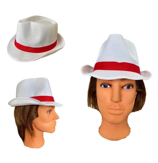 Imagem de Kit 2 Chapéus De Malandro Carnaval Festas Branco Vermelho