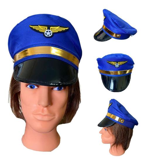 Imagem de Kit 2 Chapéus Quepe De Aviador Piloto ul Cosplay Carnaval