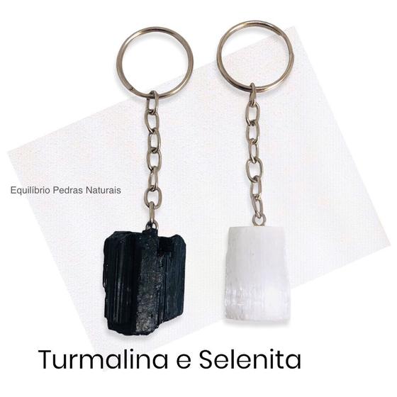 Imagem de Kit 2 Chaveiros Pedra Natural Turmalina, Selenita