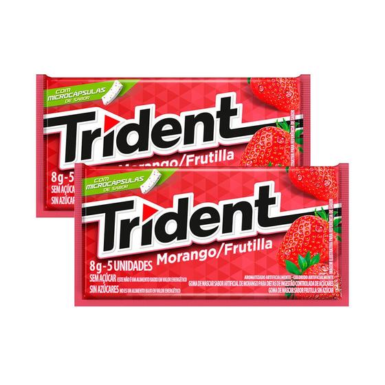 Imagem de Kit 2 Chiclete Trident Morango 8g com 5 Unidades