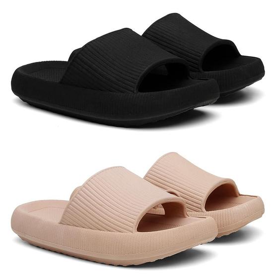 Kit 2 Chinelos Nuvem Slide Flexível Macio Moderno Tendência Menor preço em Kit 2 Chinelos Nuvem Slide Flexível Macio Moderno Tendência