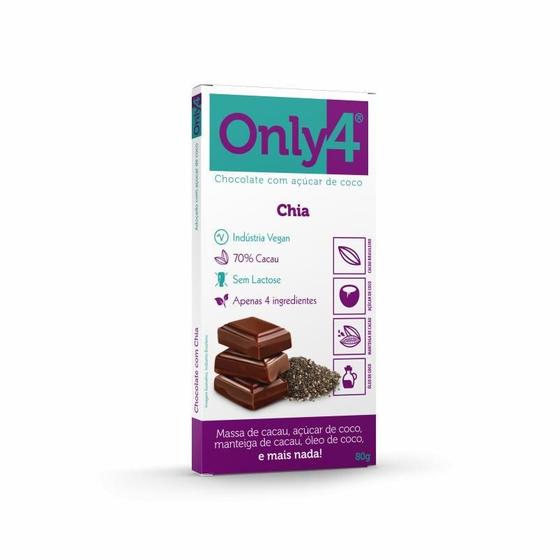 Imagem de Kit 2 Chocolate 70% Cacau Chia S/ Lactose Vegano Only4 80G