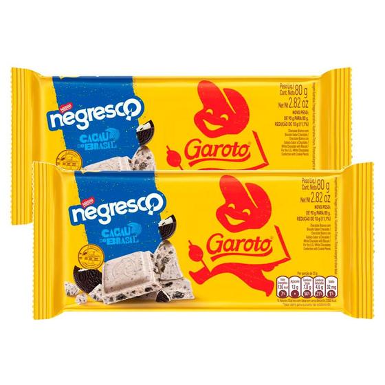 Imagem de Kit 2 Chocolate Garoto Branco com Biscoito Negresco 80g