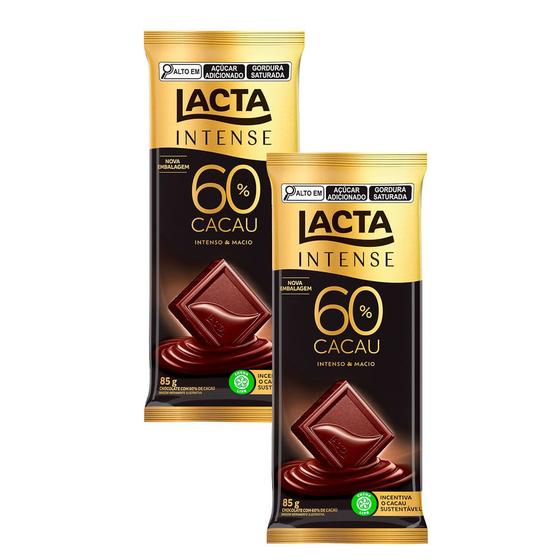 Imagem de Kit 2 Chocolate Lacta Intense 60% Cacau Original 85g