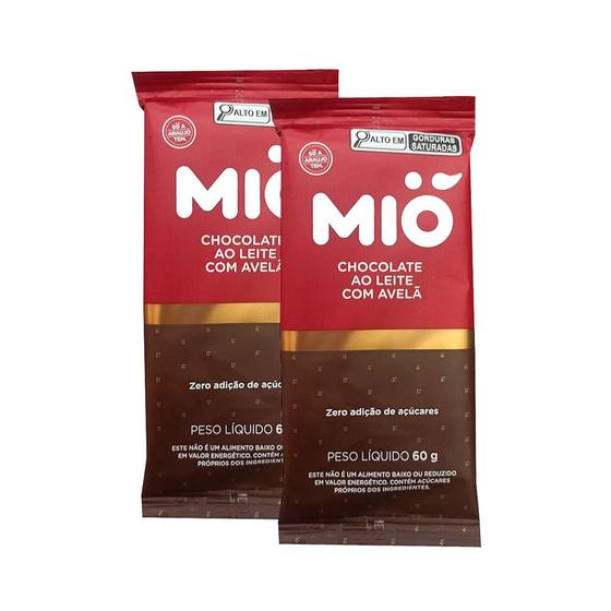 Imagem de Kit 2 Chocolate Mió ao Leite com Avelã Zero 60g