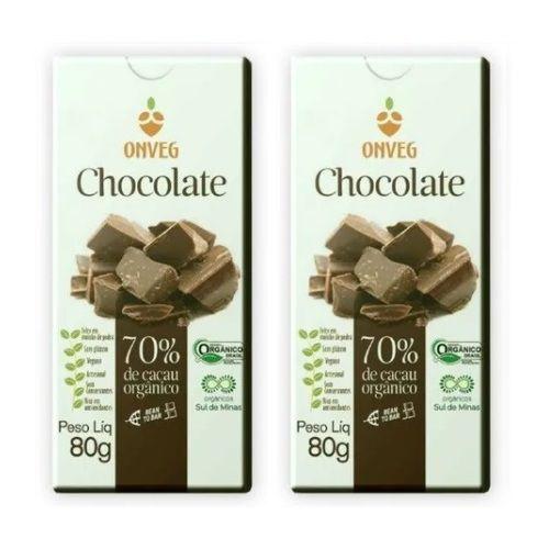 Imagem de Kit 2 Chocolate Orgânico 70% Barra Vegano Sem Lactose Onveg