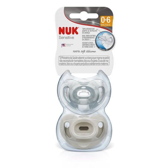 Imagem de Kit 2 Chupeta Nuk Sensitive 100% Silicone Soft Tam 1 0-6m