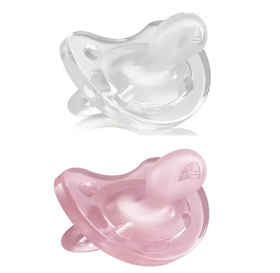 Imagem de Kit 2 Chupetas Physio Soft 100% Silicone 6-16meses Rosa/Transparente Chicco