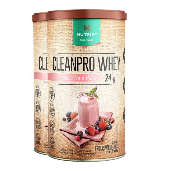 Imagem de Kit 2 Clean Pro Whey Hidrolisado Frutas Vermelhas Nutrify 450g