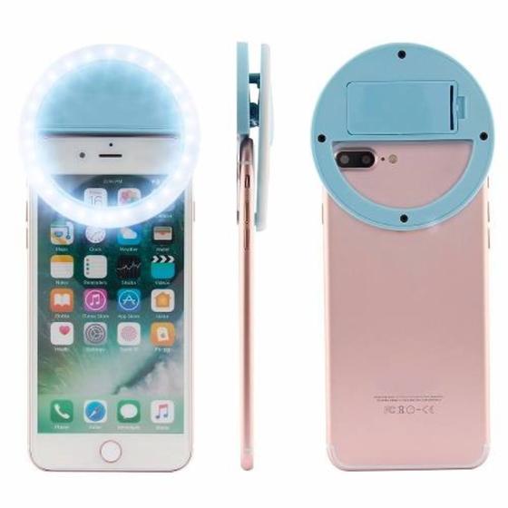 Imagem de Kit 2 Clipe Anel Universal Selfie Celular Ring Light Azul