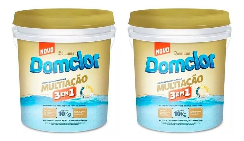 Imagem de Kit 2 Cloro Multiação 3 Em 1 Domclor 10kg - Dominus