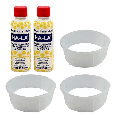 Imagem de Kit 2 Coalhos Ha-La 400Ml Com 3 Formas Queijo Minas 1Kg