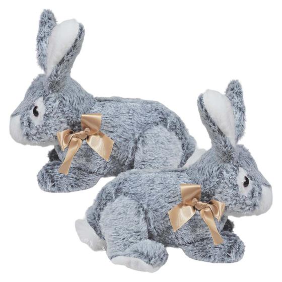 Imagem de Kit 2 Coelhos Pelúcia Tuka Peludinho Com Laço 28CMS - Azulado Mesclado