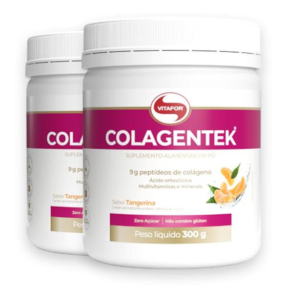 Imagem de Kit 2 Colágeno Hidrolisado Colagentek Vitafor 300g Tangerina