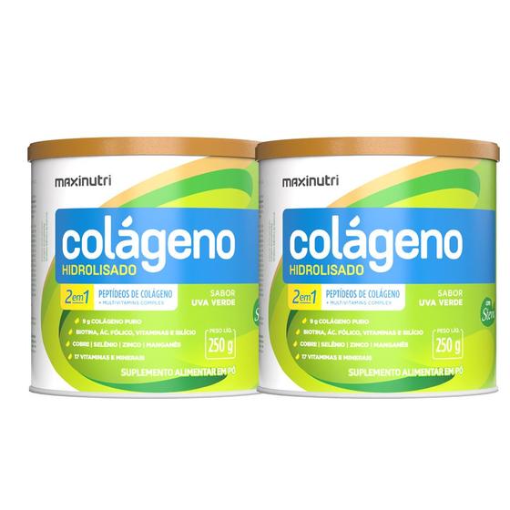 Imagem de Kit 2 Colágeno Hidrolisado Uva Verde Lata 250g Maxinutri