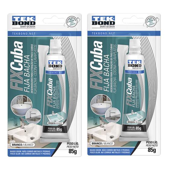 Imagem de Kit 2 Colas Adesivo Fix Cuba Blister 85g cubas/pias Tekbond