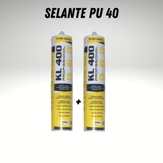 Imagem de Kit 2 Colas Proissional Pu 40 Preto Vidro,Calha ,Madeira 400g