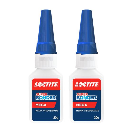 Imagem de Kit 2 Colas Super Bonder Mega 20g Ultra Forte Cola Instantânea Multiuso - LOCTITE