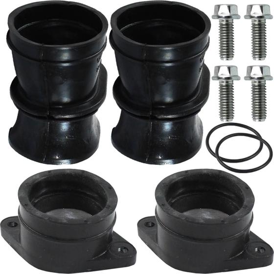 Imagem de Kit 2 coletores 2 condutores duto caixa ar de admissão CB400 1980 a 1983 CB450 1984 a 1994 com parafusos e oring