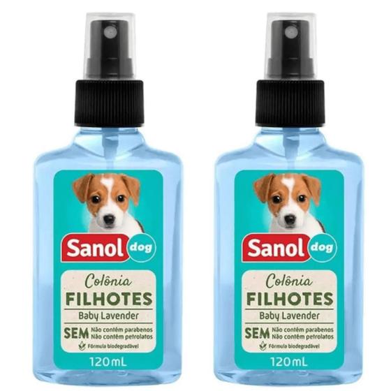 Imagem de Kit 2 Colônia Sanol Dog Filhotes Talco Cães e Gatos 120ml