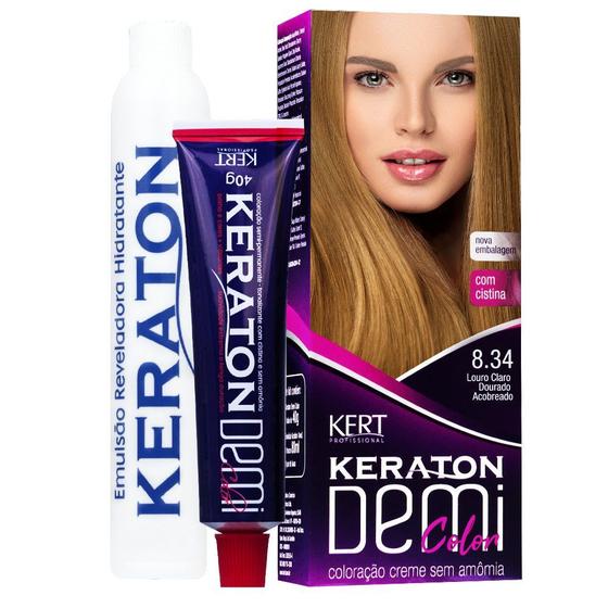 Imagem de Kit 2 Coloração Keraton Demi Color 8.34 Louro Cl D Acobreado