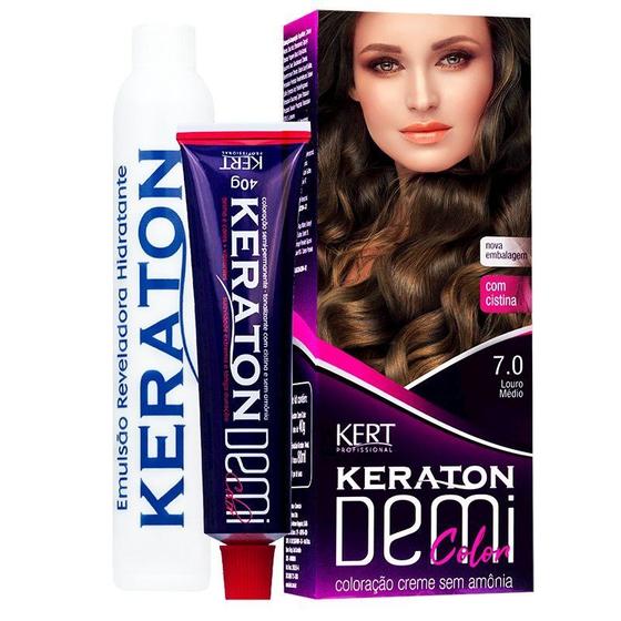 Imagem de Kit 2 Coloração Keraton Demi Color Louro Medio 7.0